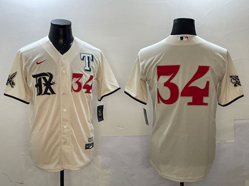 Men Texas Rangers #34 No Name Cream City Edition Game Nike 2025 MLB Jersey style 2